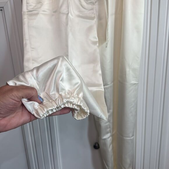 Anthropologie White Satin Jogger Track‎ Pants 12 - Picture 4 of 9